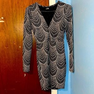 Black and Silver Sparkly Mini Dress.